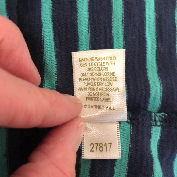 Garnet Hill Green & Navy Stripe Dress - Size M - Picture 2 of 9